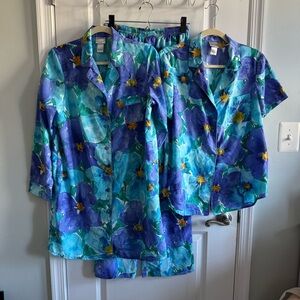 Kim Rogers | Vintage Floral Watercolor Loungewear Set Trio Size S/M